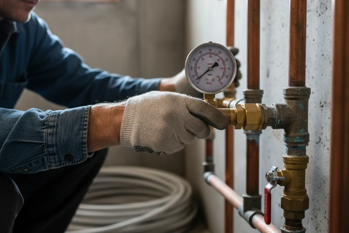 Pressure testing a repaired line during Water Line Repair in Coalinga